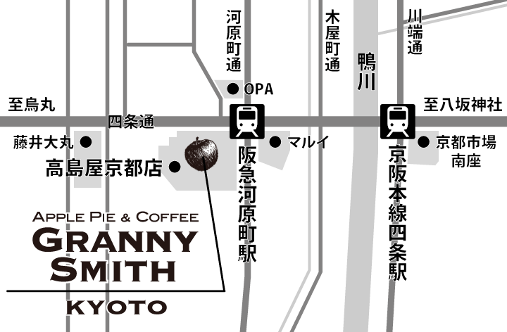 京都店への地図