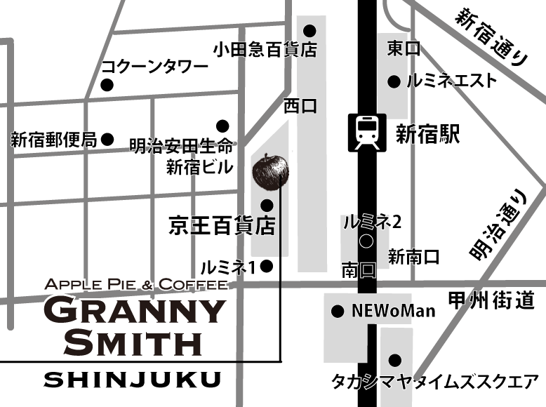 新宿店への地図